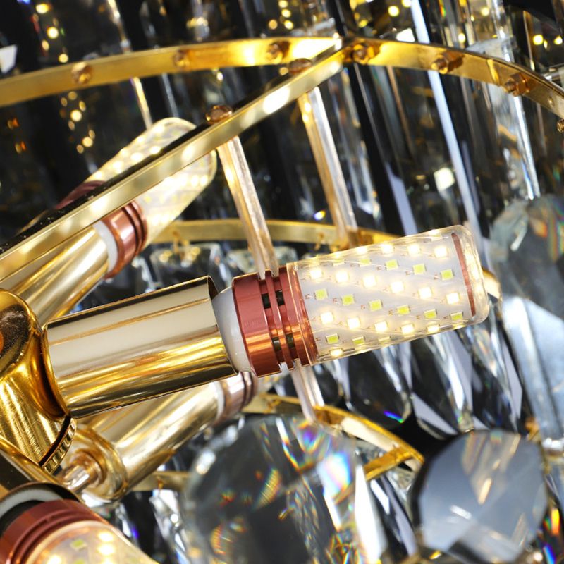 Round Shade Chandelier Lighting Modern Crystal Pendant Light in Clear for Dining Room