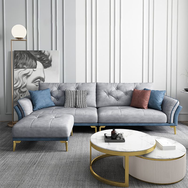Mid Century Modern Tufted Split-Back Sofa 29.53"H Fabric Flared Arm Sofa