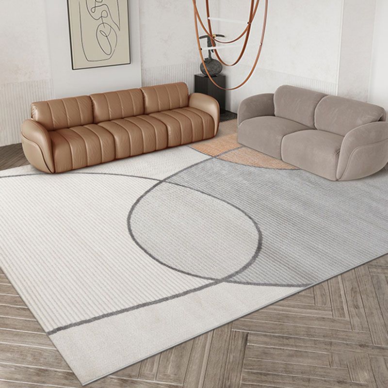 Artistic Orange Tone Carpet Modern Area Rug Polyester Stain Resistant Washable Rug for Living Room
