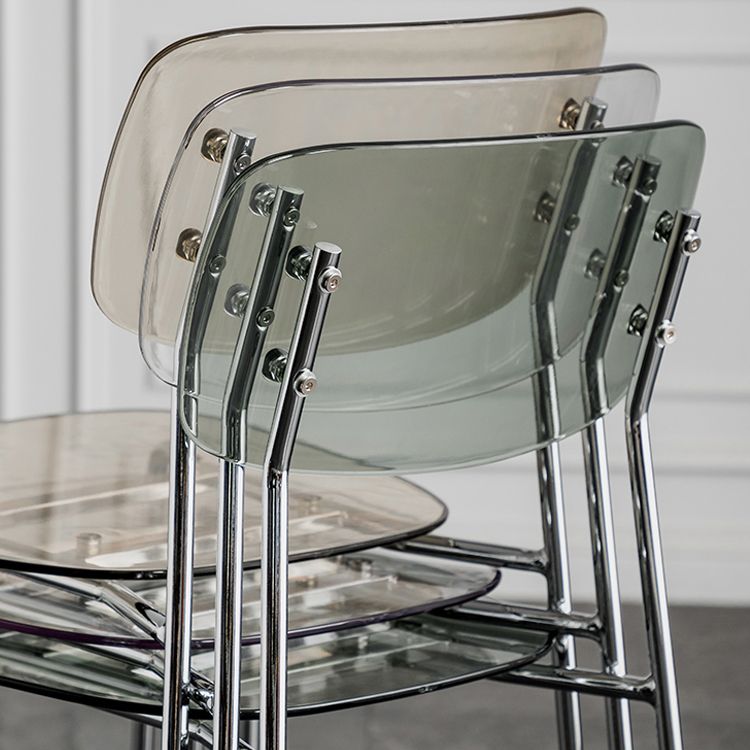 Glam Style Plastic Dining Armless Chairs Stacking Open Back Dining Chair