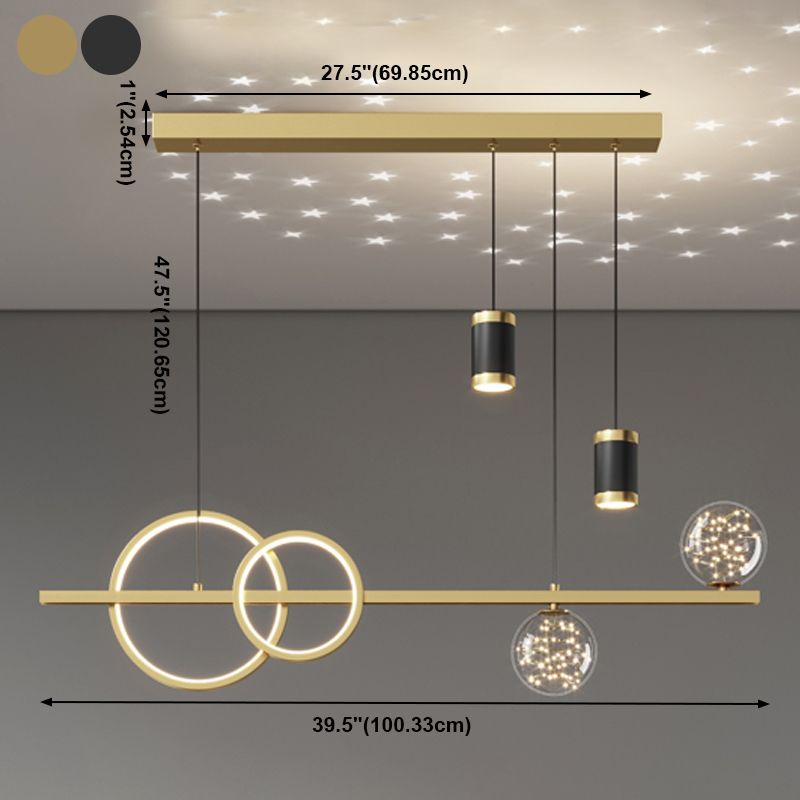 Luces de la isla de la esfera Pendientes contemporáneos de la isla de metal con sombra de vidrio