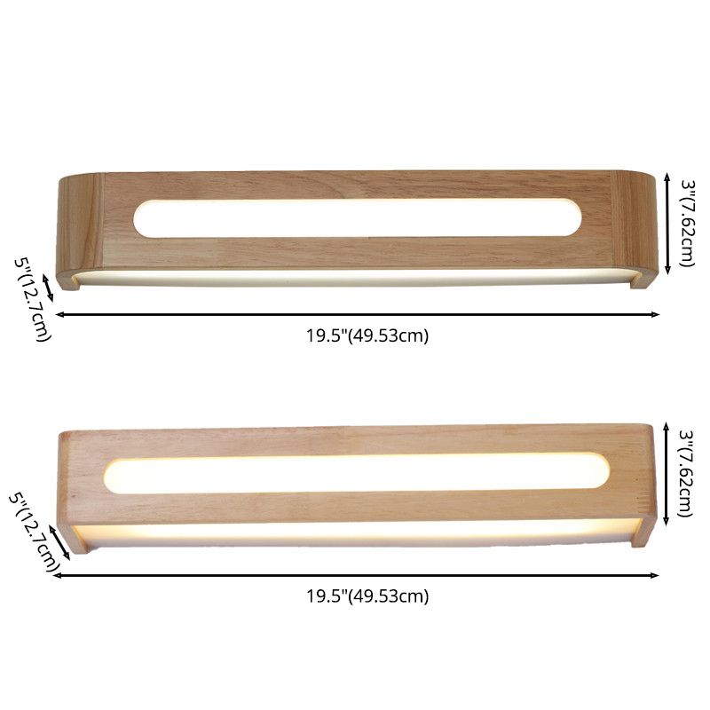 Modern Minimalist Style Rectangle Vanity Wall Light Fixtures Wood Vanity Lights
