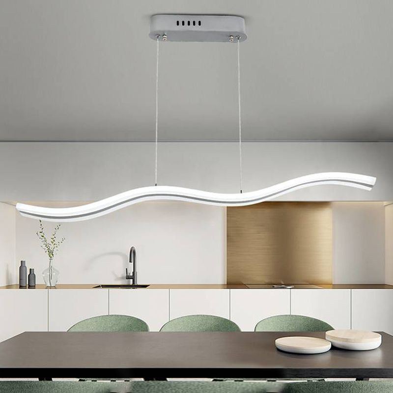 White Metal Hanging Pendant Lights Modern S Shape Hanging Lamps for Office