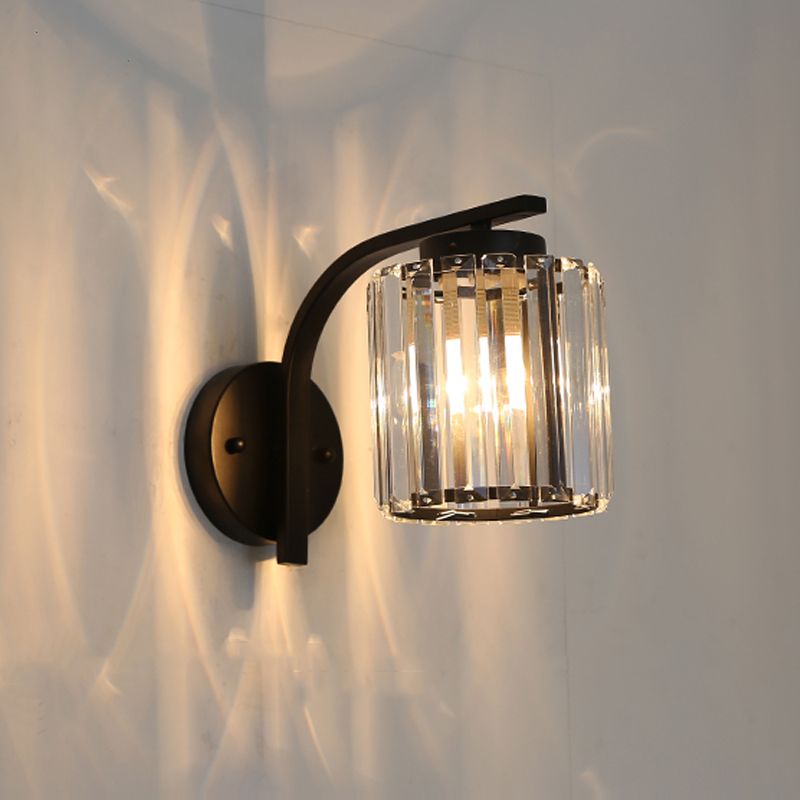 Crystal Half Cylinder Shape Wall Light Modern 1 Light Wall Light Sconce