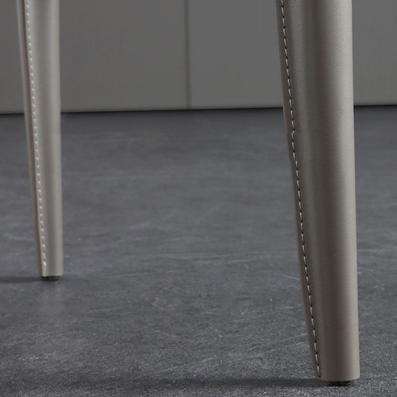 Silla sin brazos de comedor de cuero moderno, sillas de comedor de metal para uso doméstico