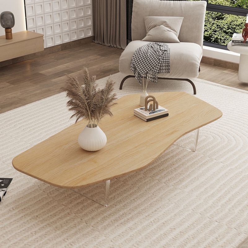 2 Legs Single Coffee Table Solid Wood Natural Free-Form Coffee Table