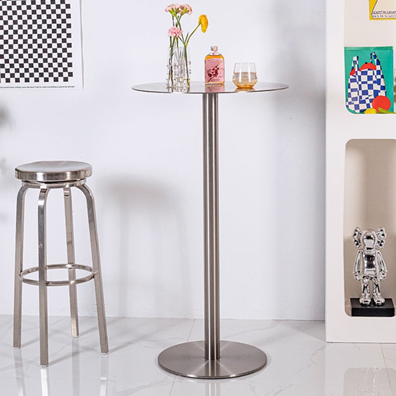 Industrial Metal Bar Dining Table Round Bistro Bar Table with Pedestal