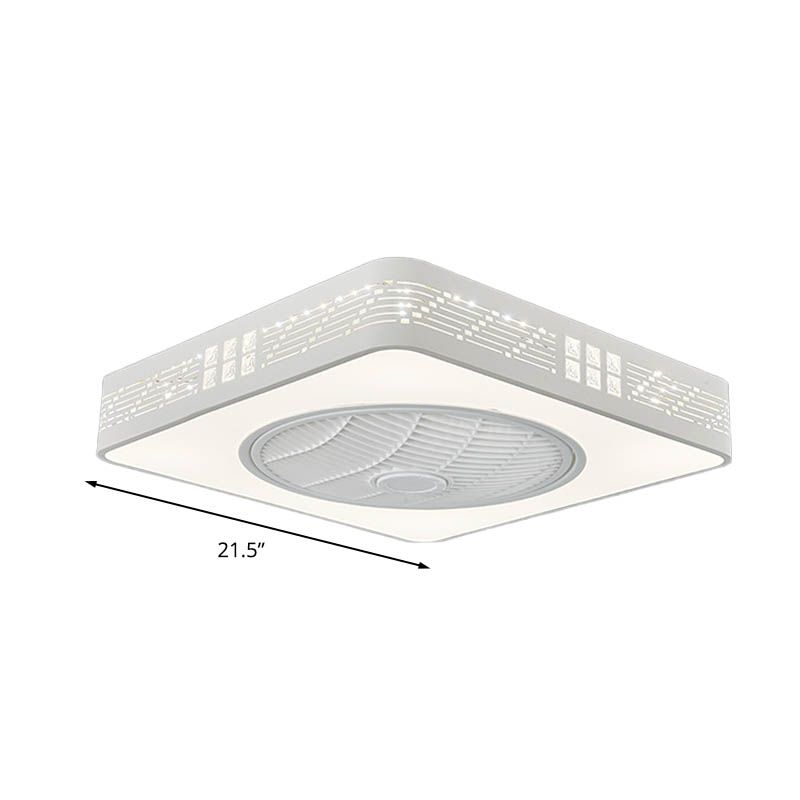 LED -Trommel/Box -Lüfter leichte minimalistische geschnitzte Kristall unsichtbare Klingen Deckenlampe in Weiß