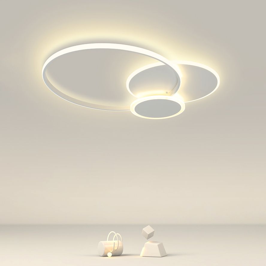 Plafonnier circulaire en fer forgé à montage encastré à LED de simplicité moderne avec abat-jour en acrylique