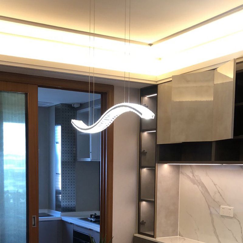 1 Light Waves Island Lamp Contemporary Simplicity Crystal Wrapped Island Pendant