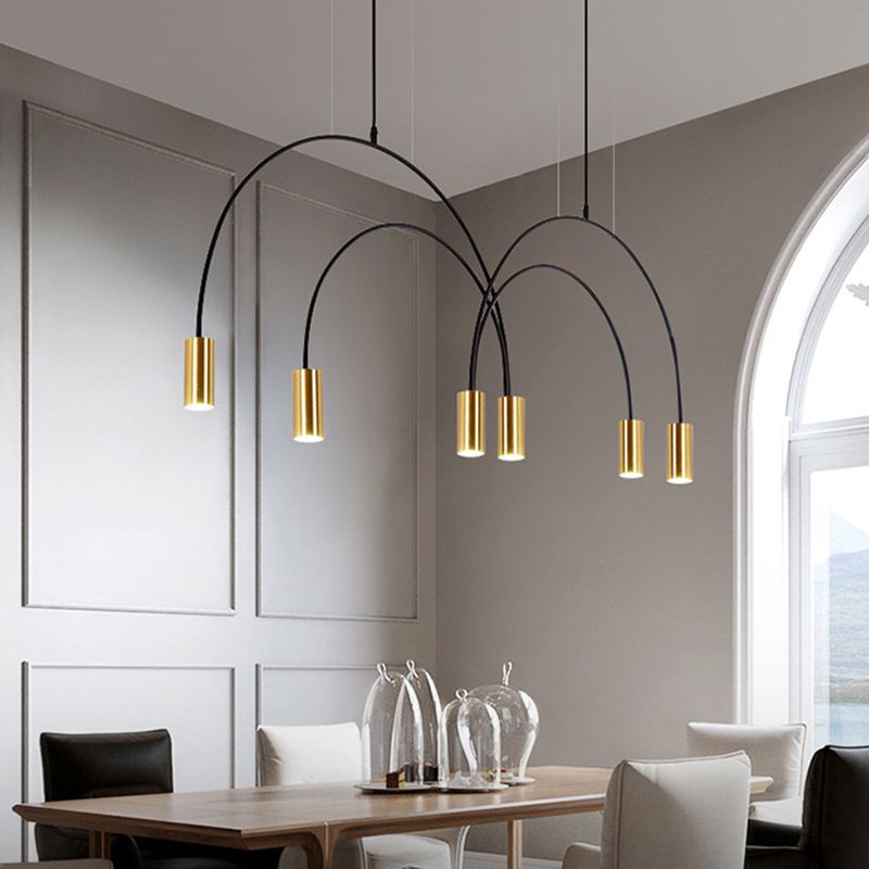 Metal Cylindrical Shade Island Pendant Modern Style Multi Light Island Lighting