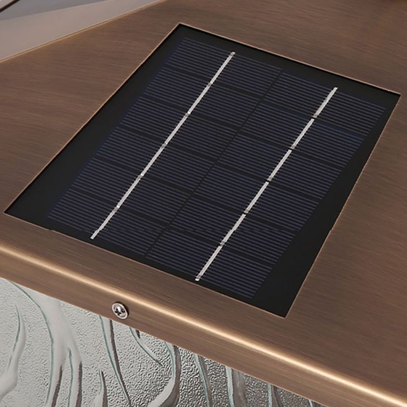 Rectangle Shape Metal Solar Pillar Lamp Modern 1 Light Waterproof Outdoor Light