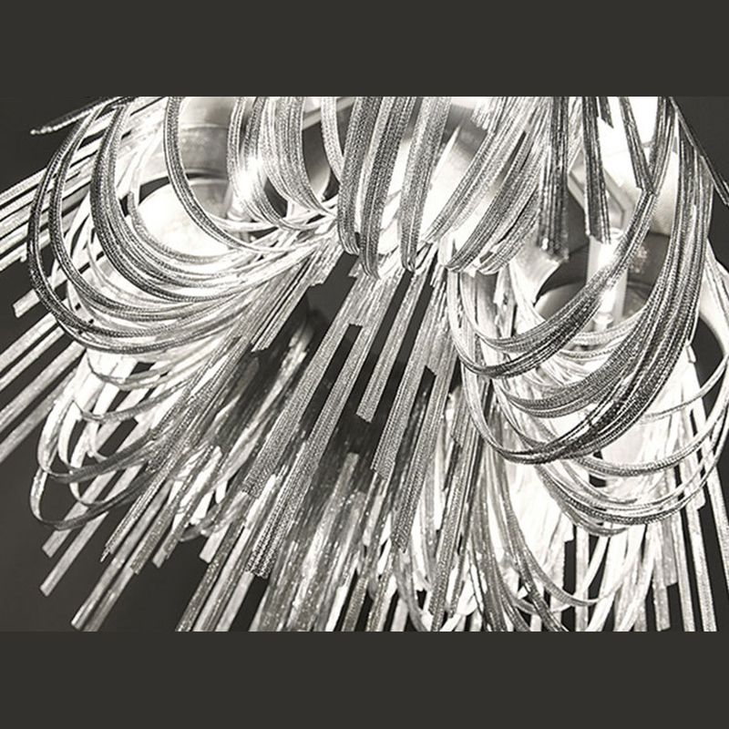 Metal Chain Shade Chandelier Light Fixtures Contemporary Hanging Lamp for Living Room