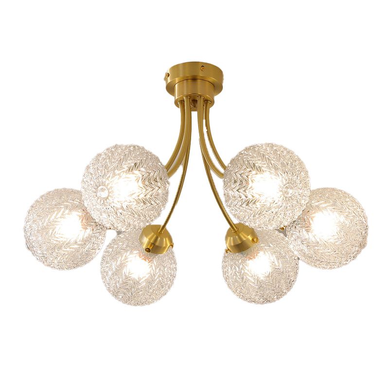 Glass Sputnik Semi Flush Mount Fixture Modern Flush Light Fixture in Gold