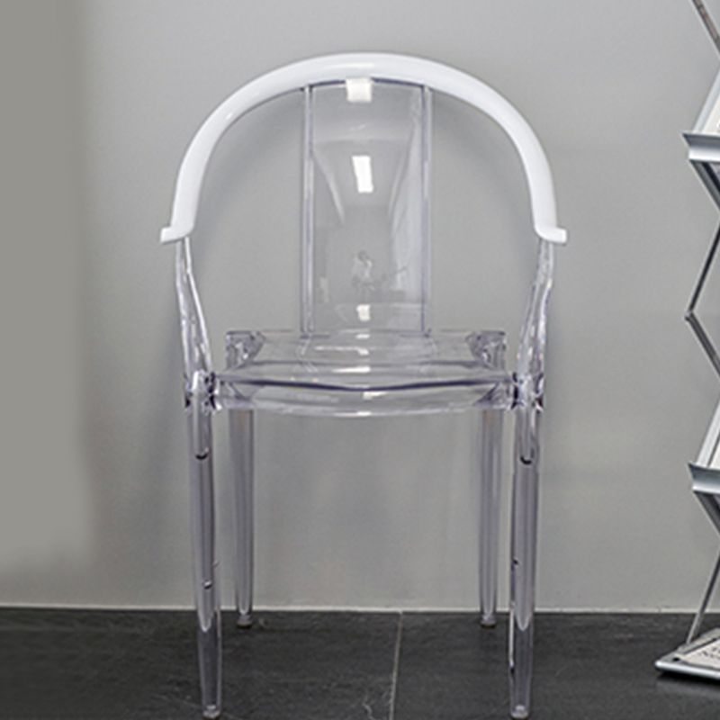 Glam Acrylic Frame Dining Armchair Slat Back Stacking Arm Chair
