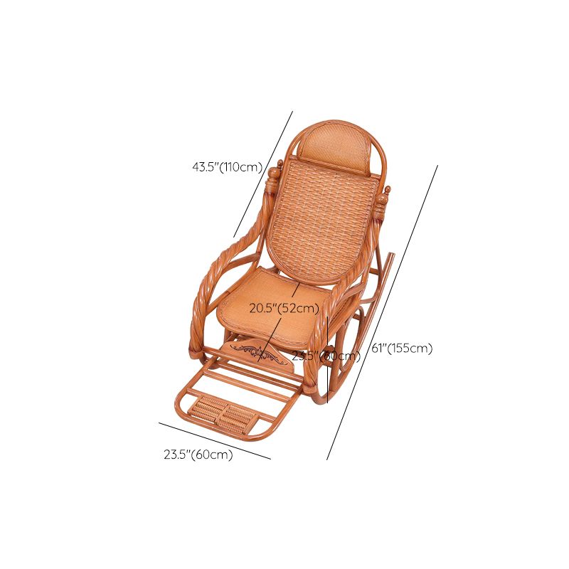 Traditional Rocking Chair Rattan Solid Color Built-in Armrest Indoor Rocking Chair