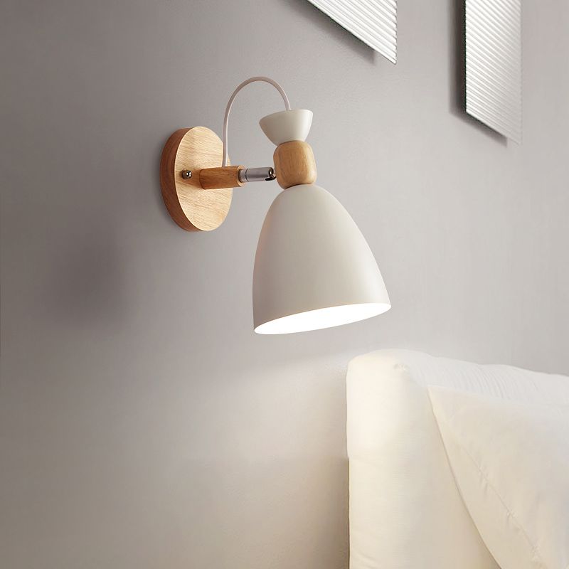 Nordic Style Colorful Wall Light Bell Shape Adjustable Wall Lamp for Bedroom