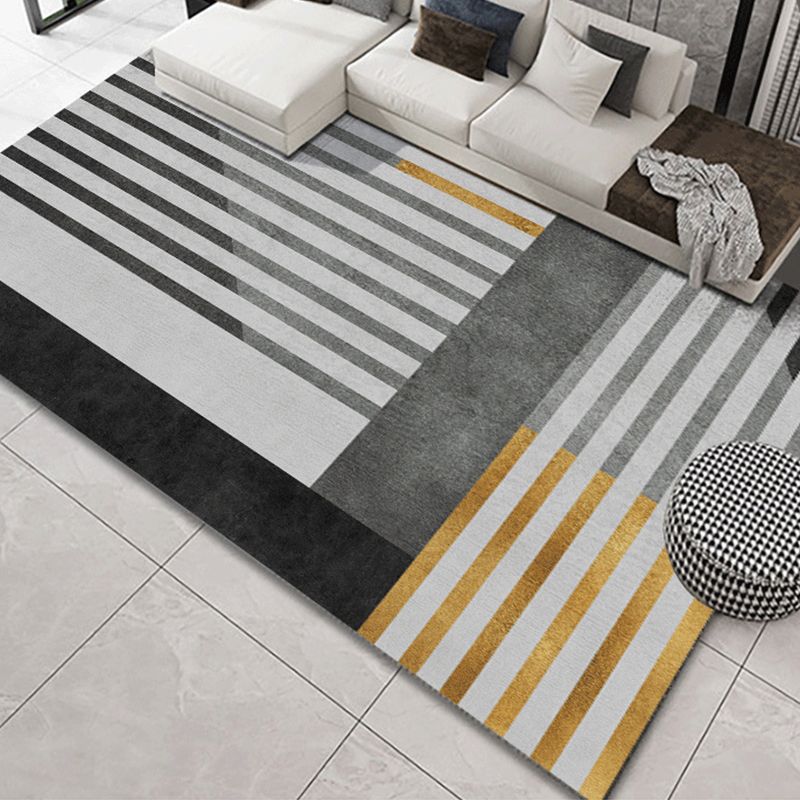 Black Striped Rug Blending Modern Rug Non-Slip Backing Rug for Home Decor