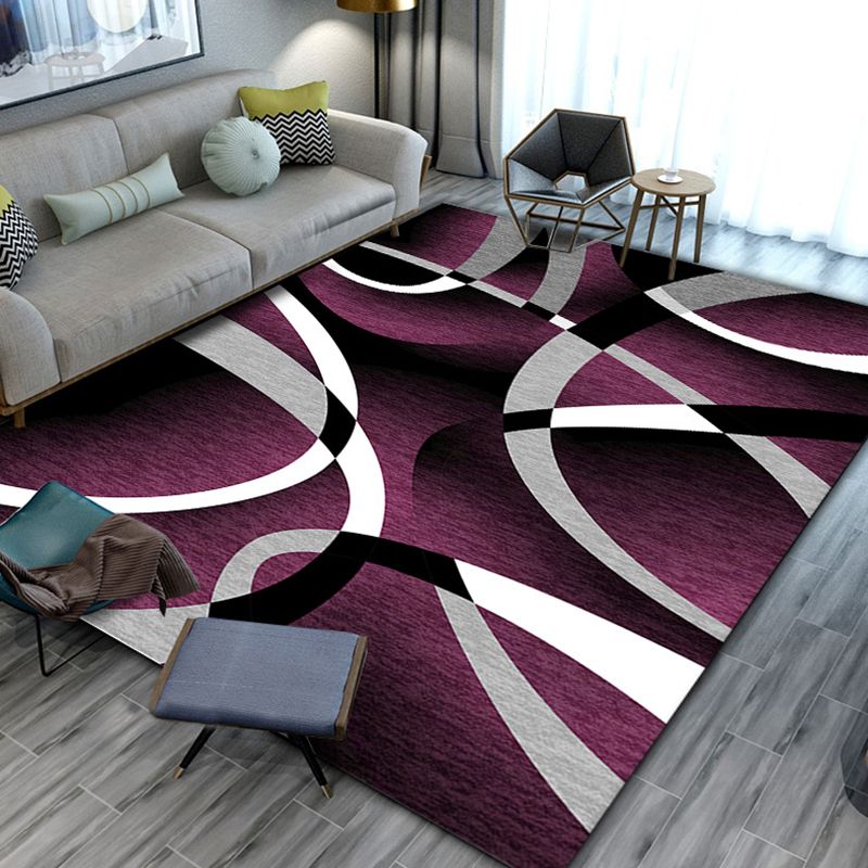 Black moderne tapis moderne polyester géométrique tapis intérieur non glissant pour le salon