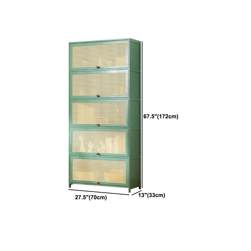 13" Wide Steel 3/4/5 - Door Accent Cabinet, With Rattan, Green