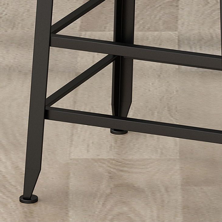 Armless Dining Stool Contemporary Bar Stool with Black Metal Base
