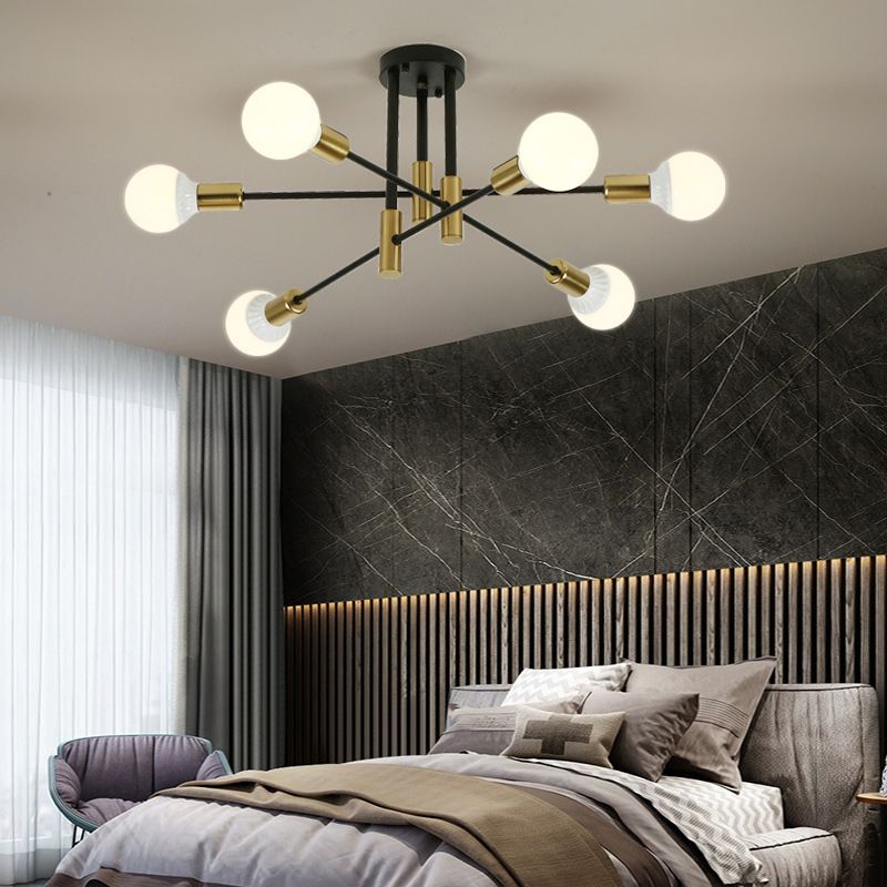 Sputnik Semi Flush Mount Industrial Metal Flush Ceiling Light Fixture