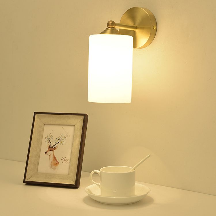 Modern Simple Style Geometric Shade Wall Sconce Metal and Glass 1 Light Sconces in Gold Finish
