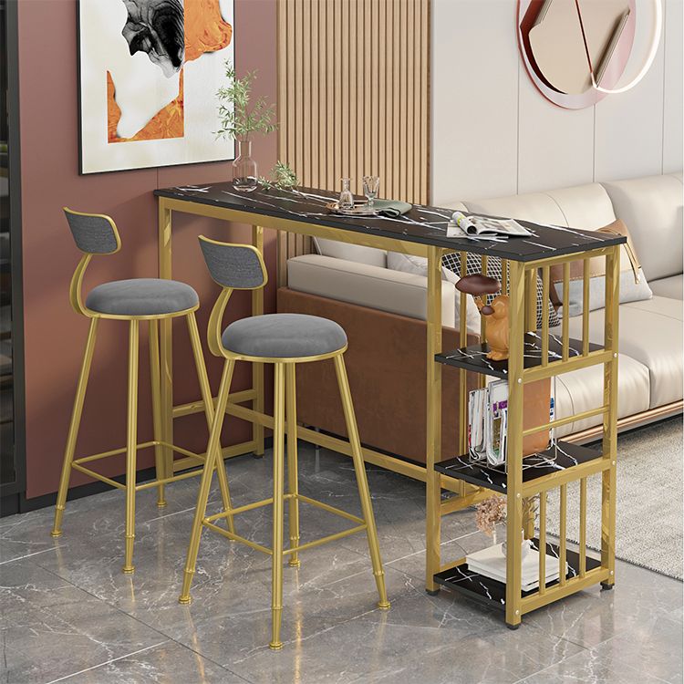 Modern Style Bistro Bar Table Rectangle Gold Frame Bar Table