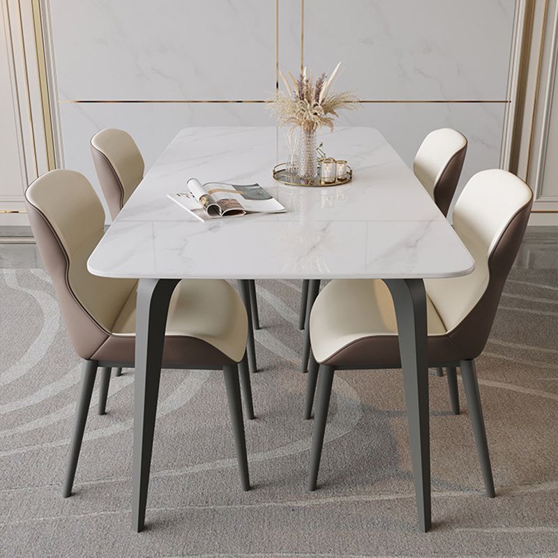 Mid-Century Dining Room Table Rectangle Stone Dinette Table for Kitchen