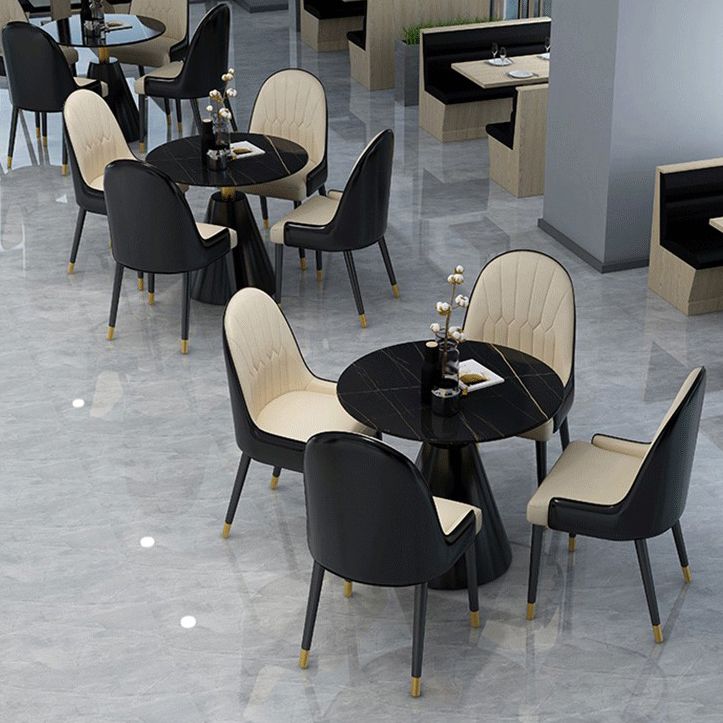 Gesinterde stenen eettafel moderne ronde eettafel met voetstukbasis