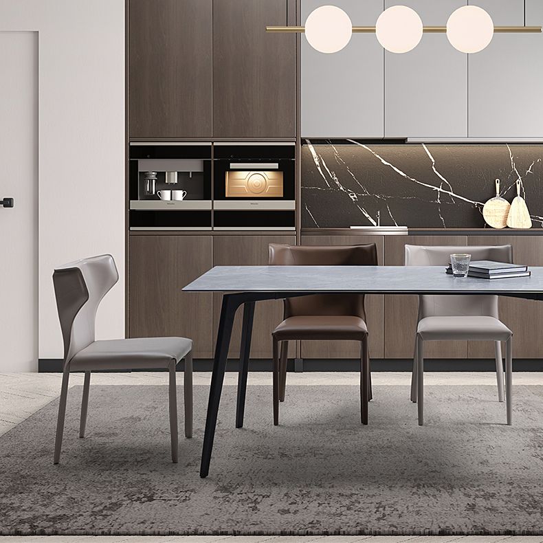 Modern Leather Armless Dining Chair Wingback Side Chair for Restaurant Use