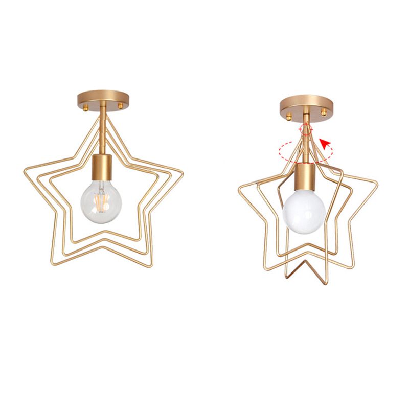 Contemporary Metal Ceiling Light Star Flush Mount Lighting for Bedroom