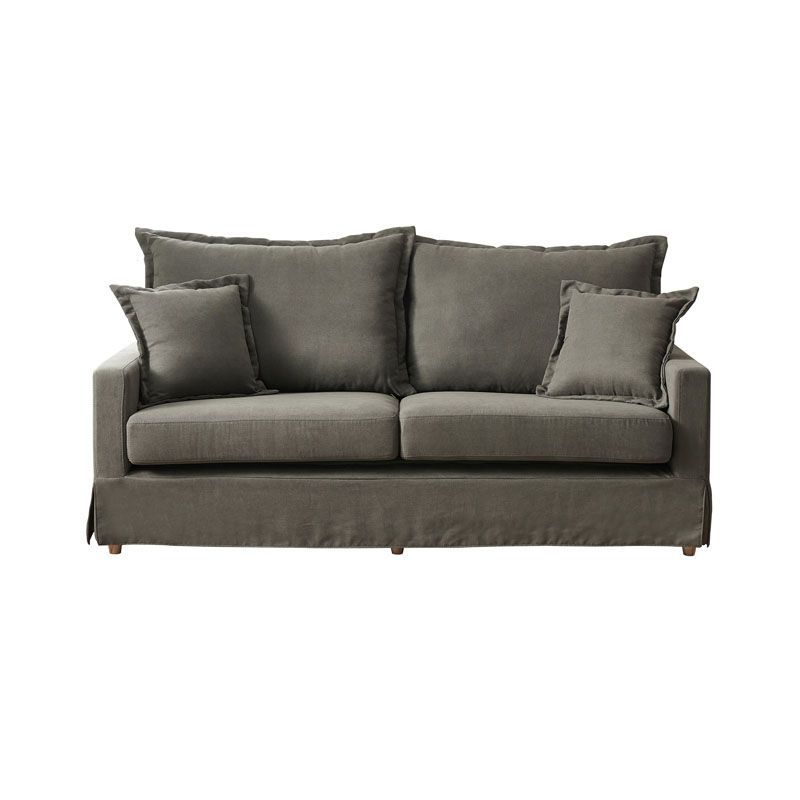 39.37" H Contemporary Cotton Blend Square Arm Loveseat with 2 Pillows