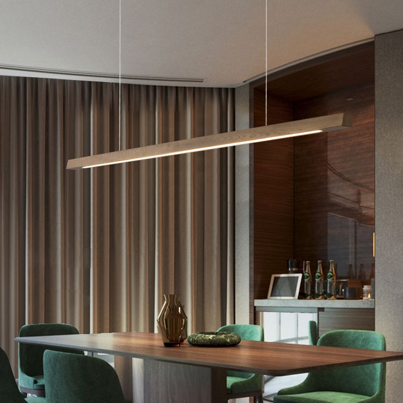 1 Light Linear Island Light Fixtures Modernism Wood Island Pendant Lights for Kitchen