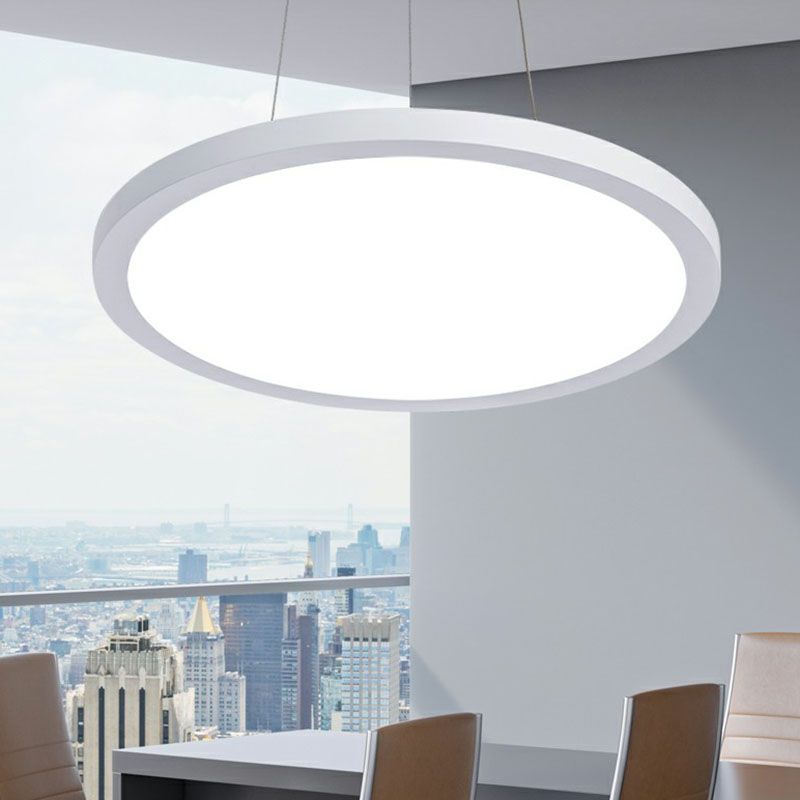 Round Chandelier Pendant Light Contemporary Acrylic Office LED Hanging Light in White