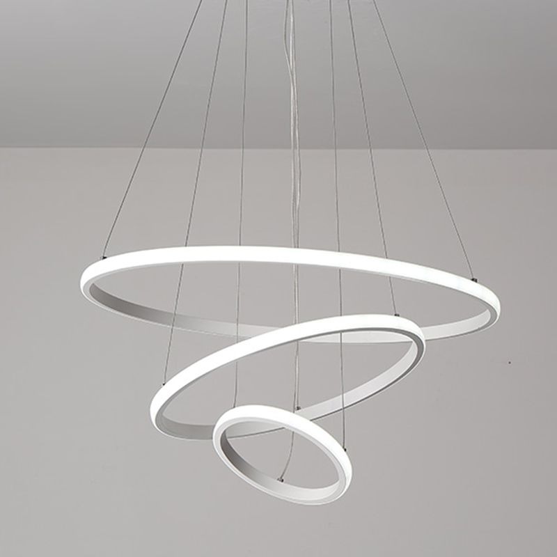 Modern Chandelier Lights Multiple Rings Hanging Ceiling Lights Metal Chain Chandelier