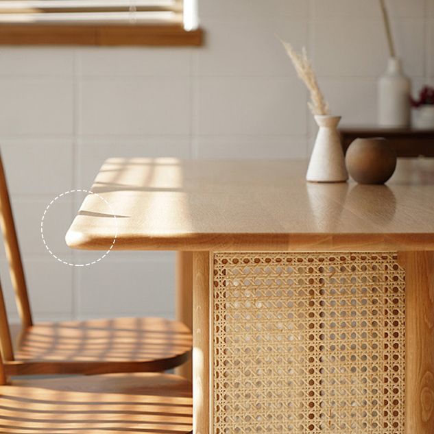 Modern Oak Table for Restaurant Rectangle Dining Table with Double Pedestal