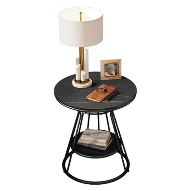Mid-Century Stone End Table 19.69" W x 19.69" x D 21.65" H Frame Side Table