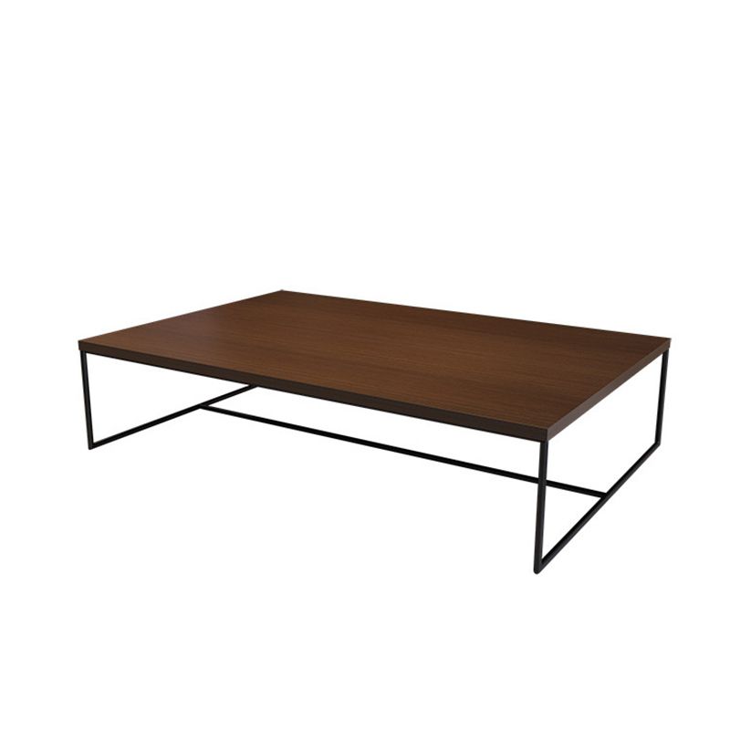 13.78" H Modern Rectangle Wooden Coffee Table Metal Sled Cocktail Table