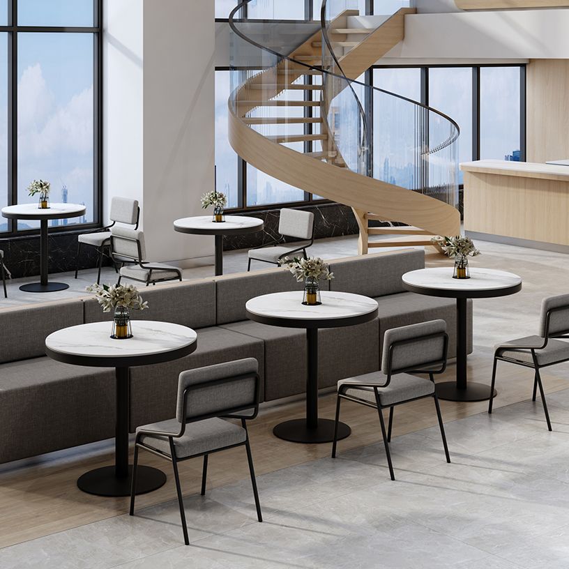 Metal Modern Round Dining Table Sintered Stone Top Table for Dining Room and Kitchen