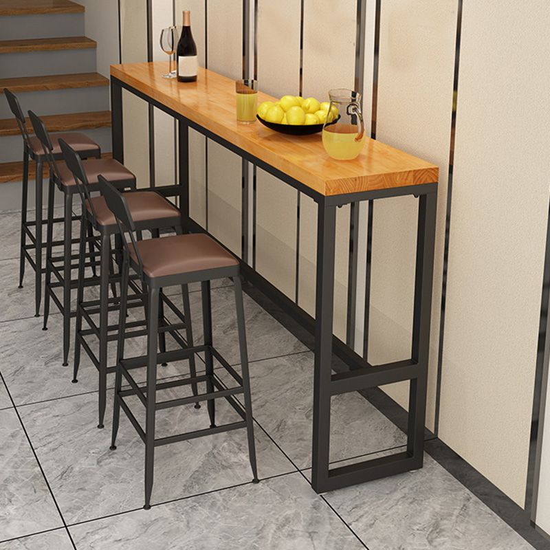 Rectangular Bar-height Table Solid Wood 41.3"H Bar Table with Black Base