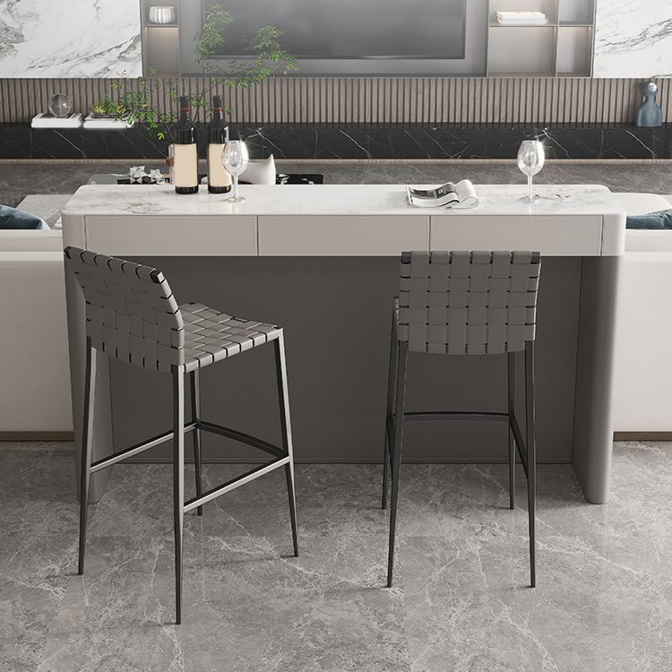 Modern Style Bistro Bar Table Rectangle Stone Top Bar Table for Living Room