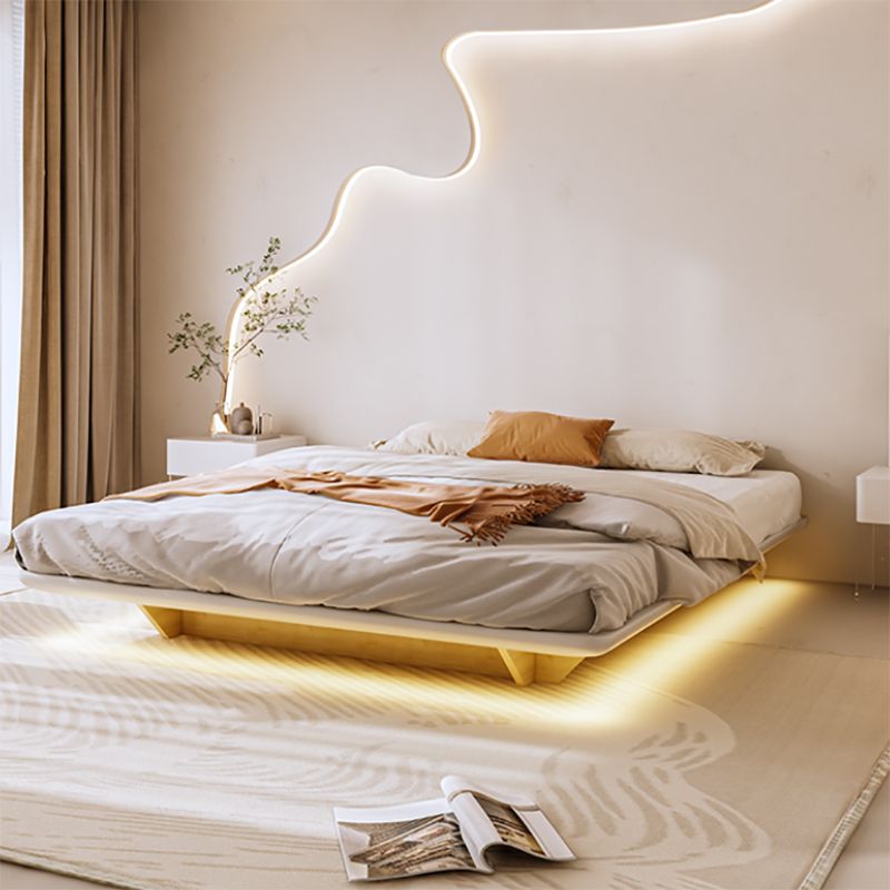 Contemporary White Lift Up Storage Solid Color Bed Frame, Light Not Included