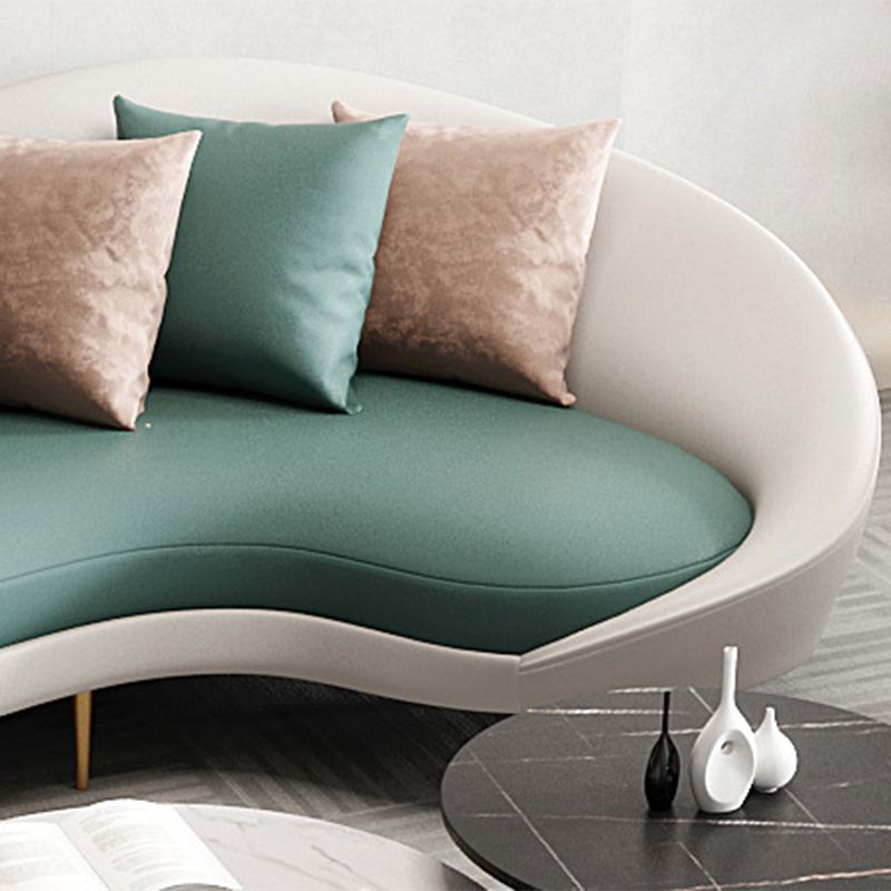 Contemporary Seating Faux Leather Living Room Tuxedo Arm Curved