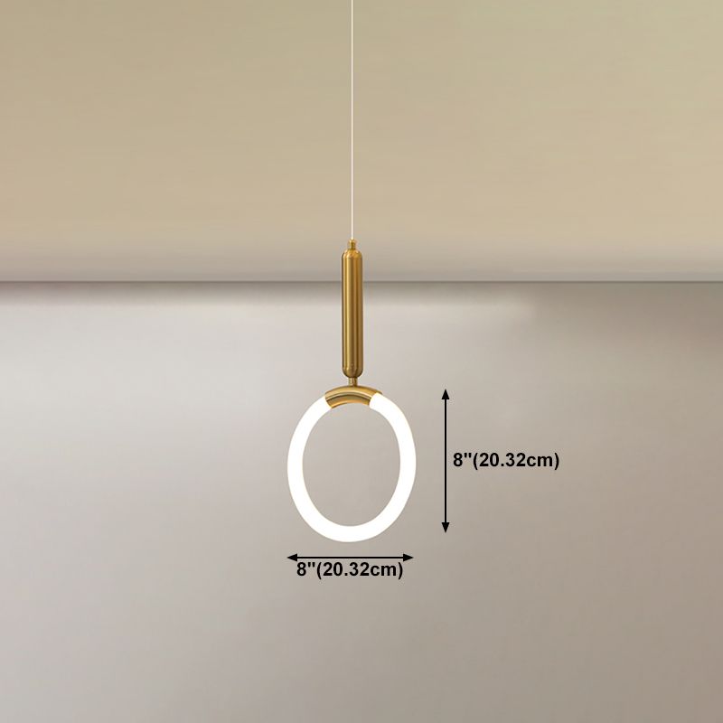 Acrylic Loop Pendant Lamp Minimalist Gold LED Suspended Lighting Fixture for Bedroom