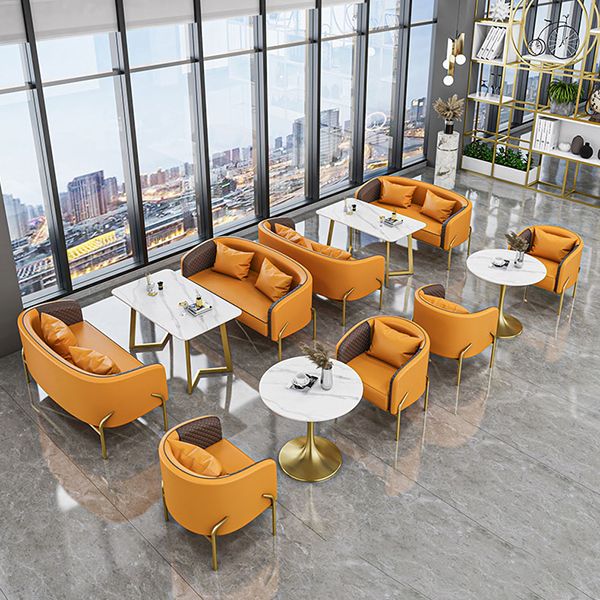 Glam Style Dinette Set 1/3/4/5 Pcs Round Stone Dinette Table with Dining Chair
