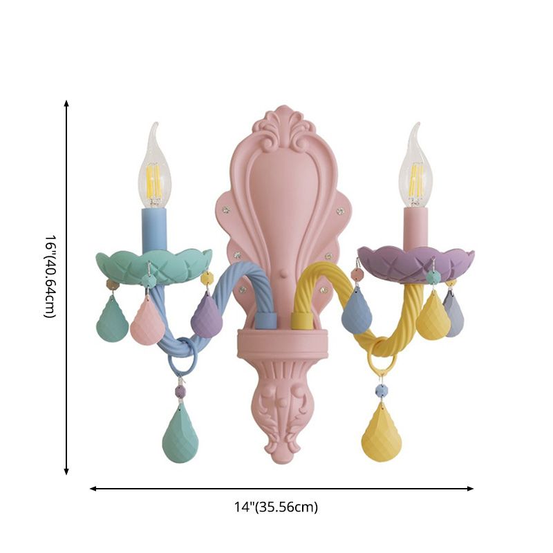 Metal Wall Sconce Lighting Macaron Multi-Color Wall Light Fixture for Bedroom