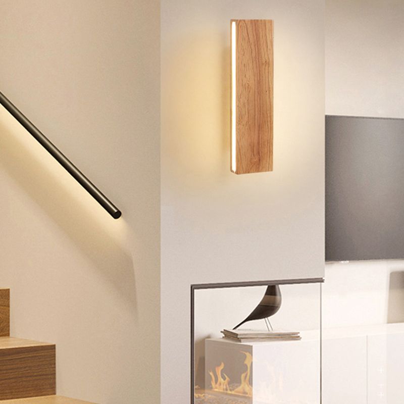 Modernism Beige Finish Single Wall Mounted Sconce Wooden Wall Light