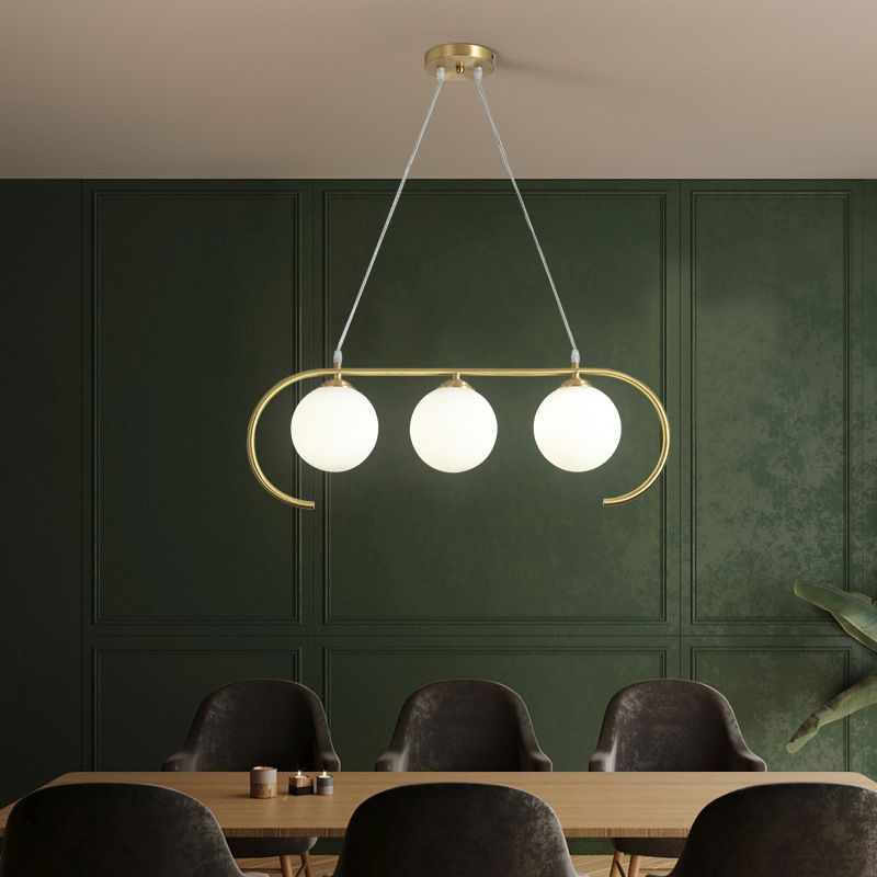 Modern Island Lighting Fixture Minimalist Glass Shade Hanging Light for Dining Room