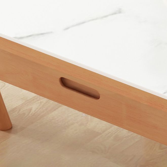Moderner Stil runder Esstisch Weiß gesinterte Steintisch mit Holzbasis